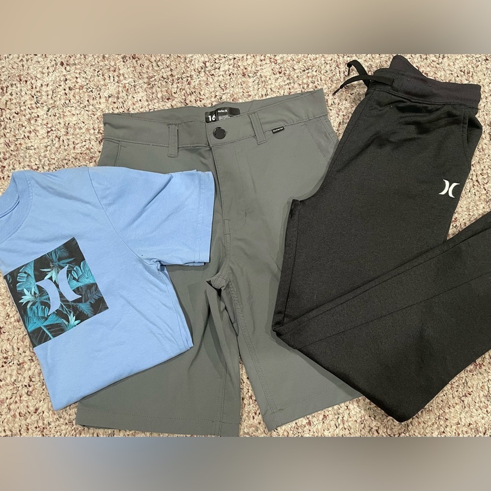 Boys Hurley Shorts, Joggers, T-shirt Bundle (Size L & 14/16)
